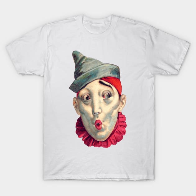 Vintage Clown Illustration - Red Ruffles T-Shirt by Naves